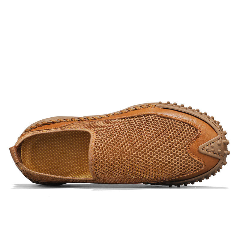 ⏰Fresh Steps – 50% OFF🛒 Men's Slip-On Orthopedic Casual Walking Shoes – Breathable Mesh, Leather Trim, Arch Support & Non-Slip Rubber Sole for Outdoor Trekking