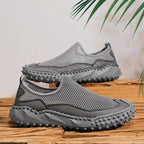 ⏰Fresh Steps – 50% OFF🛒 Men's Slip-On Orthopedic Casual Walking Shoes – Breathable Mesh, Leather Trim, Arch Support & Non-Slip Rubber Sole for Outdoor Trekking