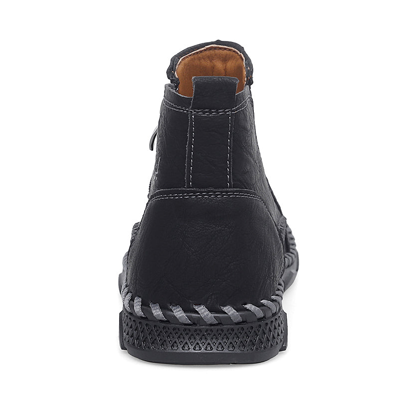 ⏰Clearance Sale-70%OFF🔥Men's Leather Ankle Boots, Hand-Stitched Lace-Up Chukka Boots, Vintage Casual Non-Slip Flats, Arch Support Loafers for Hiking, Walking, Driving