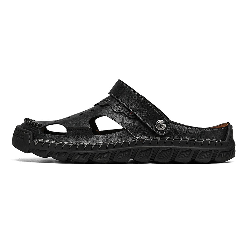 ⏰LAST DAY-50% OFF🛒Men’s Open Toe Fisherman Sandals – Handmade Leather, Arch Support, Adjustable Fit, Non-Slip Outdoor Summer Sandals