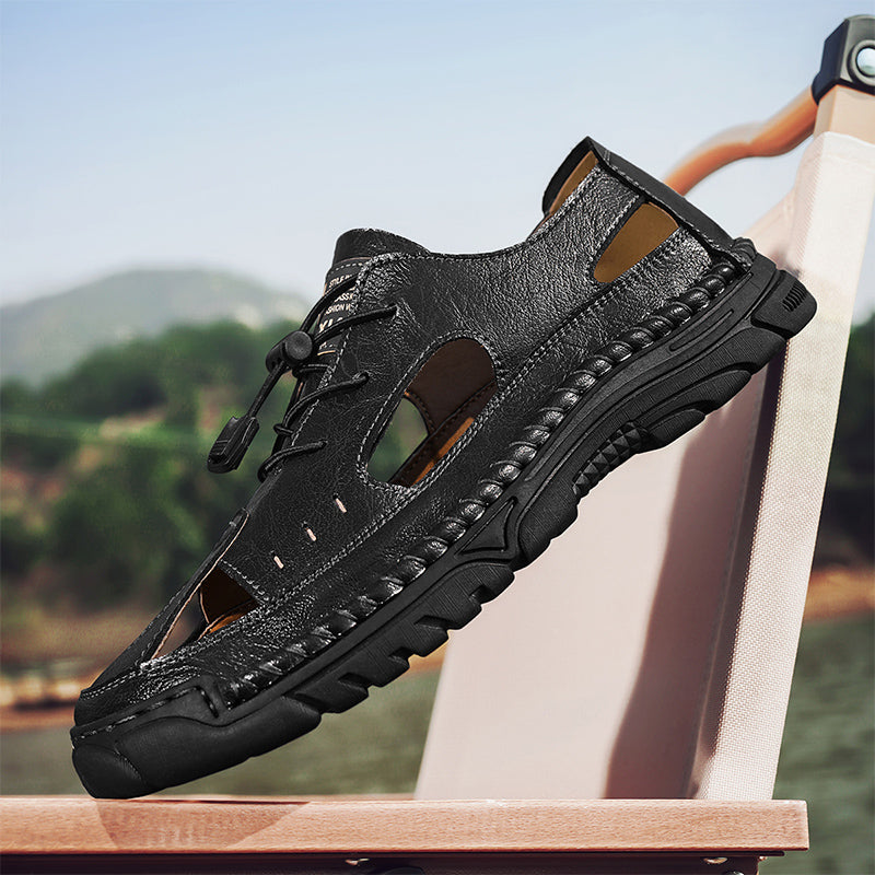 (🎁Free Orthotic Insoles🔥)Men’s Outdoor Slip-On Shoes – Anti-Slip Rubber Sole, Comfortable Lining, Arch Support, Wide Toe Box, Handmade Casual Hiking & Work