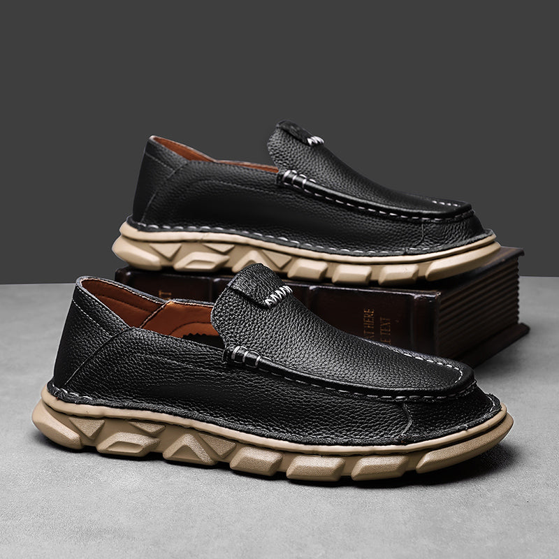 ⏰Last Day Deals 60% OFF🛒Men's Cowhide Leather Handmade Slip-On Loafers – Ultra-Soft & Lightweight Sole with Orthopedic Insoles for Lasting Comfort