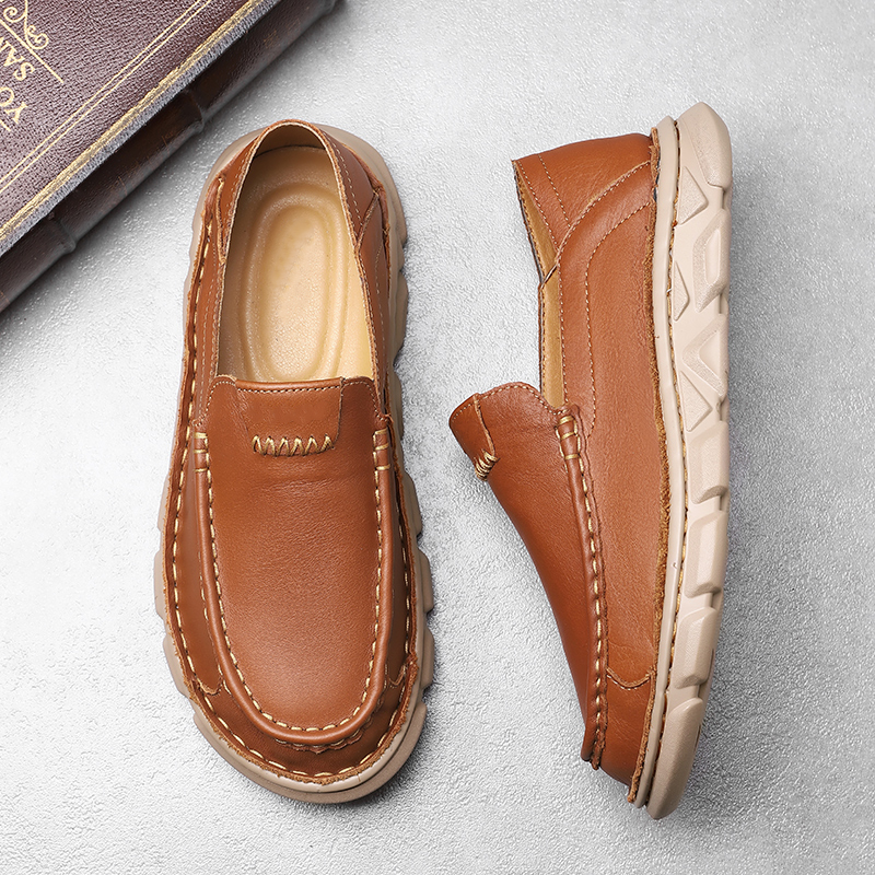⏰Last Day Deals 60% OFF🛒Men's Cowhide Leather Handmade Slip-On Loafers – Ultra-Soft & Lightweight Sole with Orthopedic Insoles for Lasting Comfort