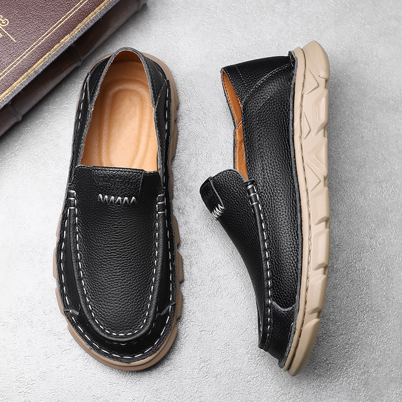 ⏰Last Day Deals 60% OFF🛒Men's Cowhide Leather Handmade Slip-On Loafers – Ultra-Soft & Lightweight Sole with Orthopedic Insoles for Lasting Comfort