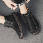 (⏰Last Day 70% OFF🔥)Men's Top-Quality Motorcycle Boots Hand-Stitched Genuine Leather Boots-Wide Toe Waterproof Anti-Slip Anti-Sprain Suitable for Work Driving Hiking