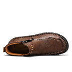 (⏰Last Day 70% OFF🔥)Men's Top-Quality Motorcycle Boots Hand-Stitched Genuine Leather Boots-Wide Toe Waterproof Anti-Slip Anti-Sprain Suitable for Work Driving Hiking