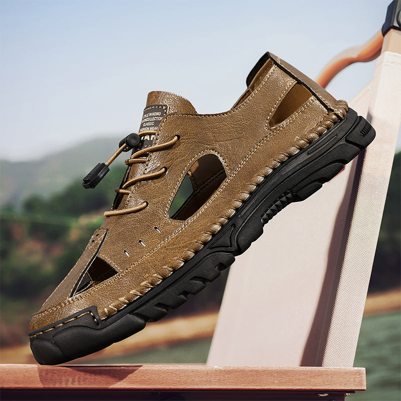 (🎁Free Orthotic Insoles🔥)Men’s Outdoor Slip-On Shoes – Anti-Slip Rubber Sole, Comfortable Lining, Arch Support, Wide Toe Box, Handmade Casual Hiking & Work