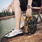 (🎁Free Orthotic Insoles🔥)Men’s Outdoor Slip-On Shoes – Anti-Slip Rubber Sole, Comfortable Lining, Arch Support, Wide Toe Box, Handmade Casual Hiking & Work