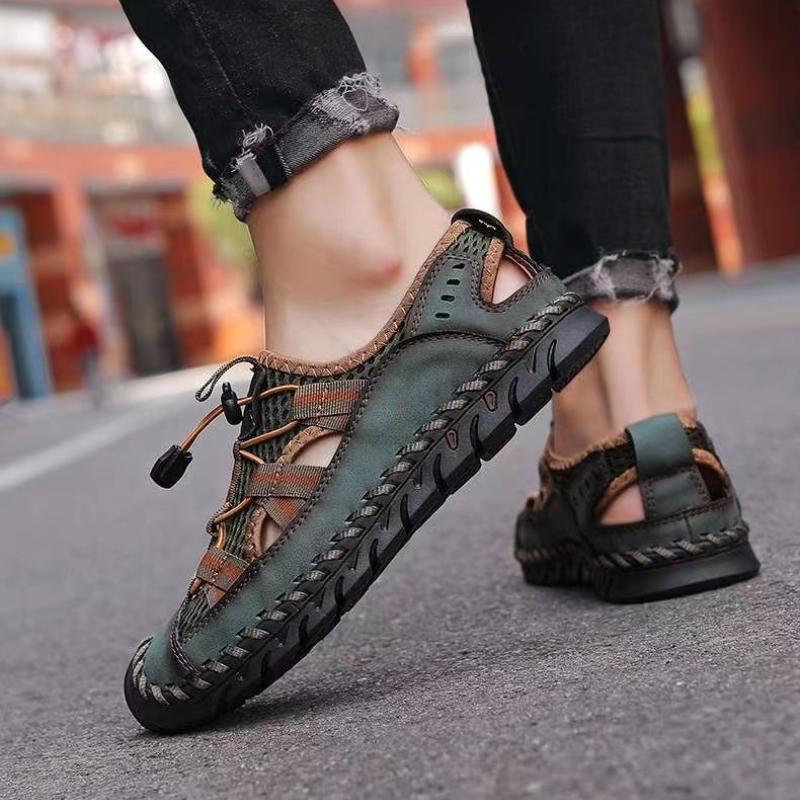 ⏰Early Summer Special🛒 Men's Breathable Leather Fisherman Sandals – Handmade Wide Fit Summer Shoes with Orthopedic Support, Ideal for Outdoor & Casual Wear