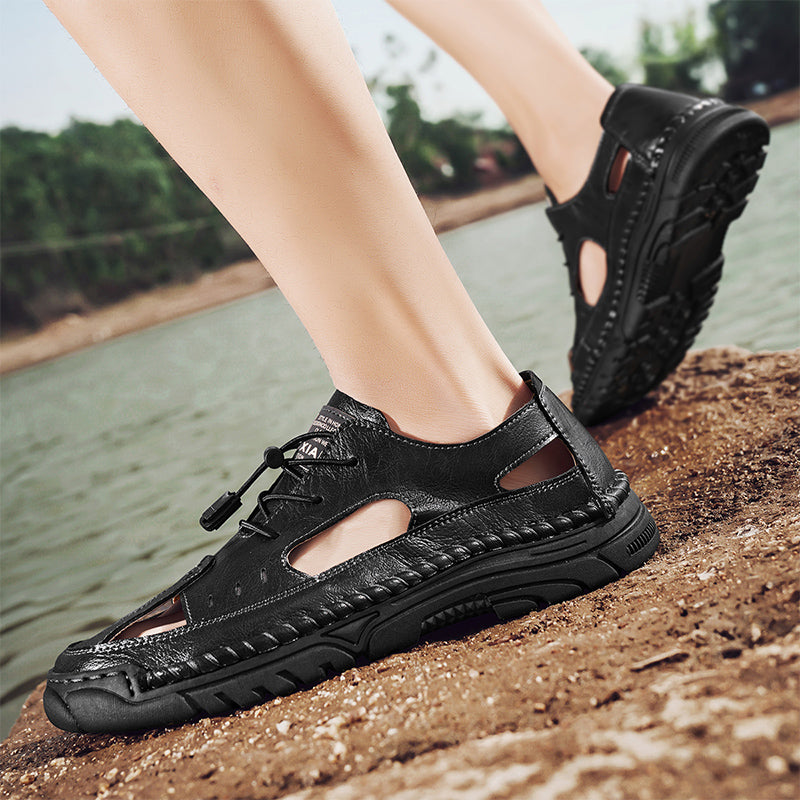 (🎁Free Orthotic Insoles🔥)Men’s Outdoor Slip-On Shoes – Anti-Slip Rubber Sole, Comfortable Lining, Arch Support, Wide Toe Box, Handmade Casual Hiking & Work