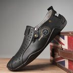 ⏰Last Day Deals 60% OFF🛒Men's Premium Leather Loafers – Arch Support Breathable Slip-On Shoes, Foot Pain Relief, Soft Anti-Puncture Sole, Durable Perforated Walking Dress Shoes