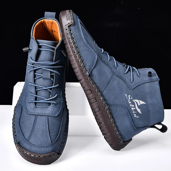 (⏰Limited Time Sale 70% OFF) Men's Orthopedic Comfortable Handmade Leather Boots - Waterproof Non-Slip Arch Support Wide Toe Shock-Absorbing Outdoor Leather Boots