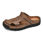 ⏰LAST DAY-50% OFF🛒Men’s Open Toe Fisherman Sandals – Handmade Leather, Arch Support, Adjustable Fit, Non-Slip Outdoor Summer Sandals