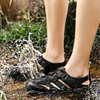 (🎁Free Orthotic Insoles🔥)Men's Outdoor Sandals – Breathable Hollow-Out Closed-Toe Hiking Sandals with Anti-Collision Toe Cap, Adjustable Strap & Non-Slip Sole