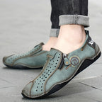 ⏰Last Day Deals 60% OFF🛒Men's Premium Leather Loafers – Arch Support Breathable Slip-On Shoes, Foot Pain Relief, Soft Anti-Puncture Sole, Durable Perforated Walking Dress Shoes