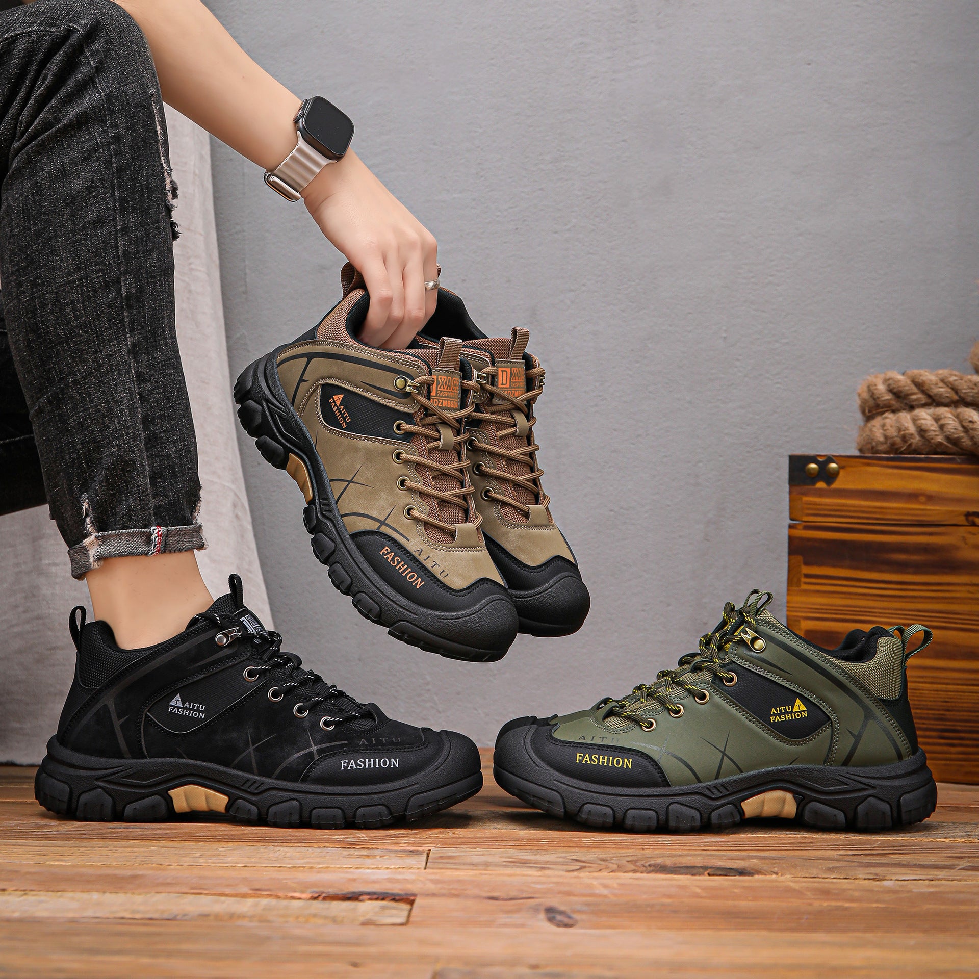 (⏰LAST DAY-70% OFF🛒)Men's Outdoor Hiking Shoes – Waterproof, Non-Slip, Puncture-Proof & Smash-Proof with Arch Support & Wide Toe – Perfect for Daily Wear & Outdoor Adventures