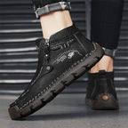 (⏰Last Day 70% OFF🔥)Men's Top-Quality Motorcycle Boots Hand-Stitched Genuine Leather Boots-Wide Toe Waterproof Anti-Slip Anti-Sprain Suitable for Work Driving Hiking