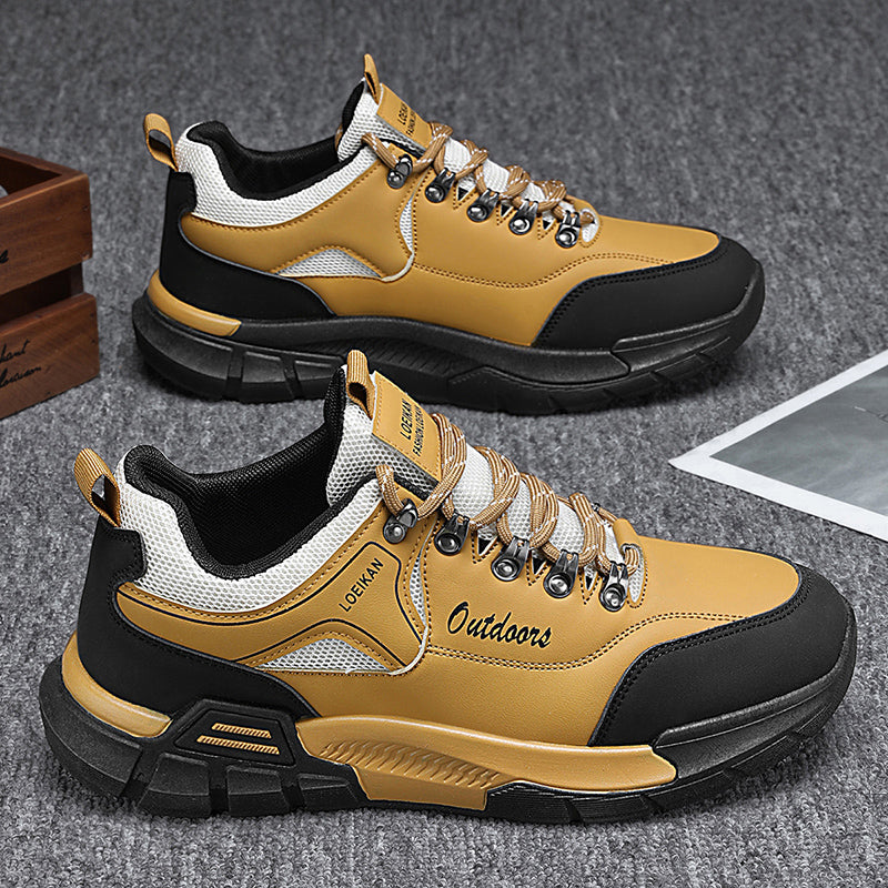 (⏰LAST DAY-70% OFF🛒)Men's Waterproof Hiking Work Shoes Lightweight Non-Slip Outdoor Trekking Sneakers with Arch Support, Breathable Suede & Mesh Trail Walking Shoes