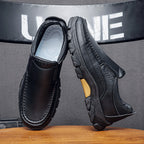 50% OFF!!!🛒Men's Waterproof Handmade Leather Business Shoes, Comfortable Slip-On Arch Support, Wide Toe, Non-Slip, and Corrective Footwear