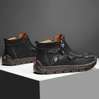 (⏰Last Day 70% OFF🔥)Men's Top-Quality Motorcycle Boots Hand-Stitched Genuine Leather Boots-Wide Toe Waterproof Anti-Slip Anti-Sprain Suitable for Work Driving Hiking