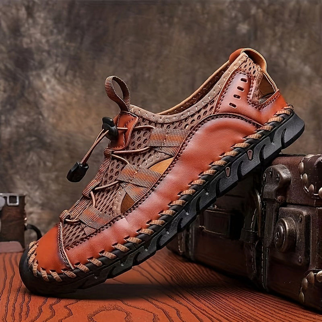 ⏰Early Summer Special🛒 Men's Breathable Leather Fisherman Sandals – Handmade Wide Fit Summer Shoes with Orthopedic Support, Ideal for Outdoor & Casual Wear