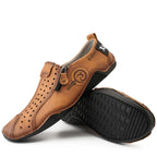 ⏰Last Day Deals 60% OFF🛒Men's Premium Leather Loafers – Arch Support Breathable Slip-On Shoes, Foot Pain Relief, Soft Anti-Puncture Sole, Durable Perforated Walking Dress Shoes