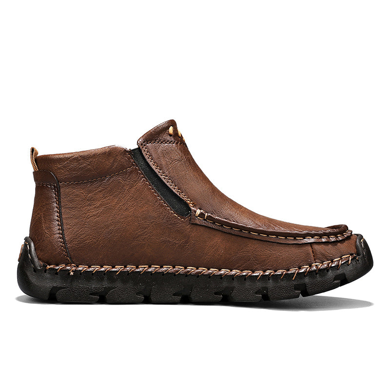 (⏰Last Day 70% OFF🔥)Men's Top-Quality Motorcycle Boots Hand-Stitched Genuine Leather Boots-Wide Toe Waterproof Anti-Slip Anti-Sprain Suitable for Work Driving Hiking