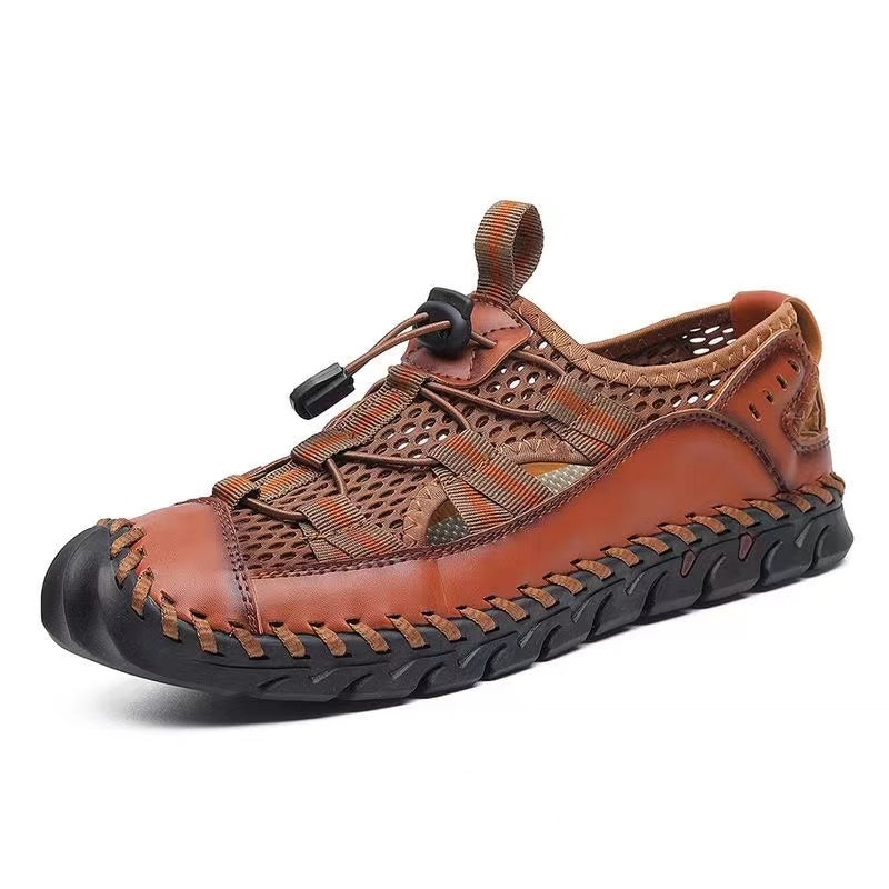 ⏰Early Summer Special🛒 Men's Breathable Leather Fisherman Sandals – Handmade Wide Fit Summer Shoes with Orthopedic Support, Ideal for Outdoor & Casual Wear