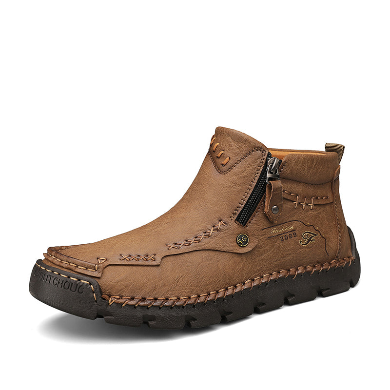 (⏰Last Day 70% OFF🔥)Men's Top-Quality Motorcycle Boots Hand-Stitched Genuine Leather Boots-Wide Toe Waterproof Anti-Slip Anti-Sprain Suitable for Work Driving Hiking