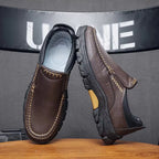 50% OFF!!!🛒Men's Waterproof Handmade Leather Business Shoes, Comfortable Slip-On Arch Support, Wide Toe, Non-Slip, and Corrective Footwear