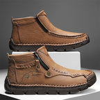 (⏰Last Day 70% OFF🔥)Men's Top-Quality Motorcycle Boots Hand-Stitched Genuine Leather Boots-Wide Toe Waterproof Anti-Slip Anti-Sprain Suitable for Work Driving Hiking