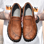 (⏰Clearance Sale-70%OFF🔥)Men’s Summer Casual Leather Shoes – Breathable Handmade Lace-Up Loafers, Walking Dress Flats for Driving, Business, and Office Wear