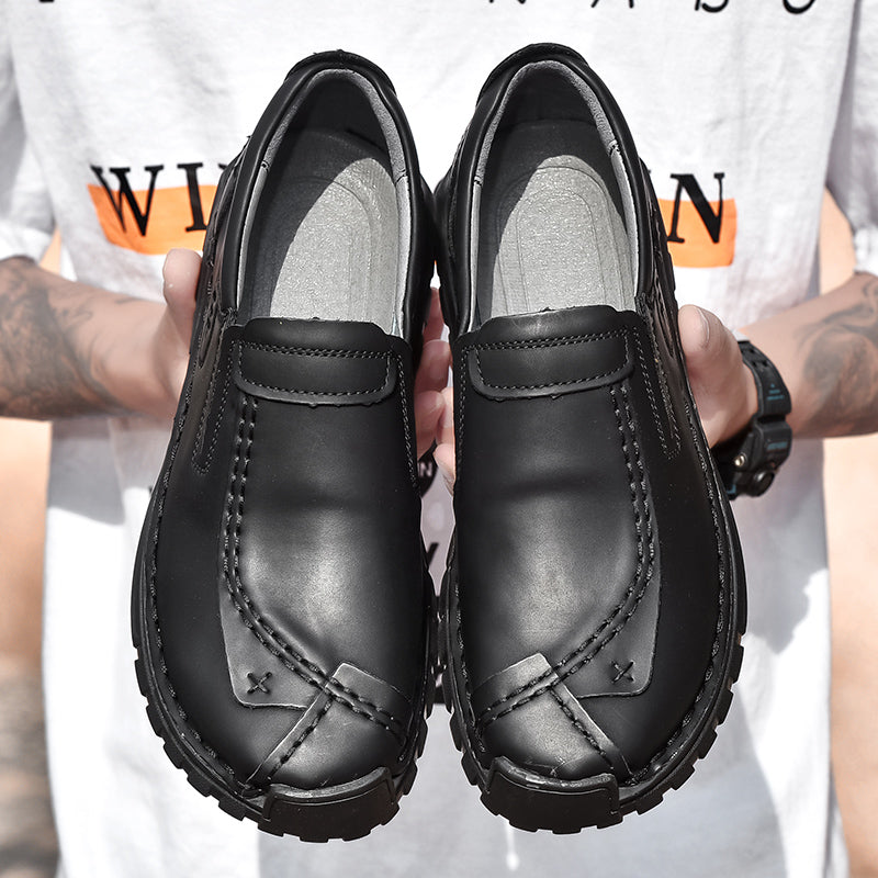 (⏰Clearance Sale-70%OFF🔥)Men’s Summer Casual Leather Shoes – Breathable Handmade Lace-Up Loafers, Walking Dress Flats for Driving, Business, and Office Wear