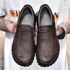 (⏰Clearance Sale-70%OFF🔥)Men’s Summer Casual Leather Shoes – Breathable Handmade Lace-Up Loafers, Walking Dress Flats for Driving, Business, and Office Wear
