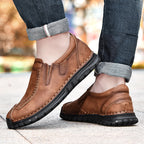 (⏰Clearance Sale-70%OFF🔥)Men’s Summer Casual Leather Shoes – Breathable Handmade Lace-Up Loafers, Walking Dress Flats for Driving, Business, and Office Wear