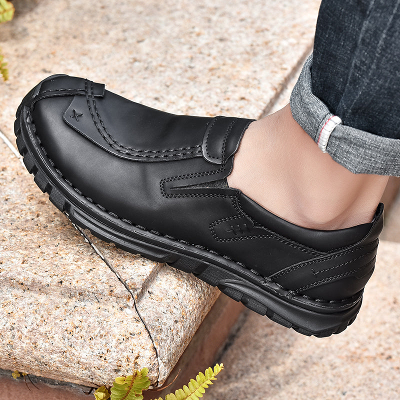 (⏰Clearance Sale-70%OFF🔥)Men’s Summer Casual Leather Shoes – Breathable Handmade Lace-Up Loafers, Walking Dress Flats for Driving, Business, and Office Wear