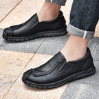(⏰Clearance Sale-70%OFF🔥)Men’s Summer Casual Leather Shoes – Breathable Handmade Lace-Up Loafers, Walking Dress Flats for Driving, Business, and Office Wear
