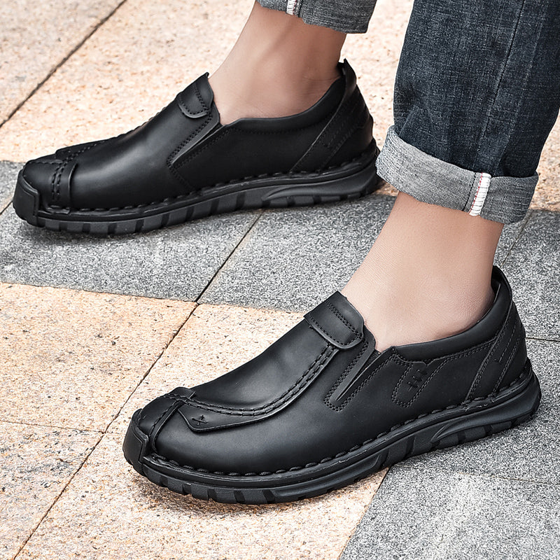 (⏰Clearance Sale-70%OFF🔥)Men’s Summer Casual Leather Shoes – Breathable Handmade Lace-Up Loafers, Walking Dress Flats for Driving, Business, and Office Wear