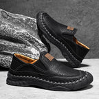 (⏰LAST DAY-70% OFF🛒)Men’s Genuine Leather Outdoor Loafers – Arch Support Slip-On Hiking Walking Shoes, Breathable & Anti-Slip Driving Casual Shoes for Work & Everyday Use