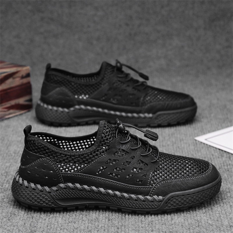 ⏰Limited Time 60% OFF🛒 Men's Breathable Mesh Walking Shoes – Lightweight & Quick-Dry, Supportive Leather Loafers