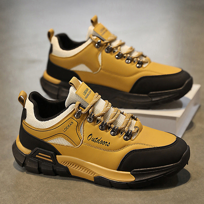 (⏰LAST DAY-70% OFF🛒)Men's Waterproof Hiking Work Shoes Lightweight Non-Slip Outdoor Trekking Sneakers with Arch Support, Breathable Suede & Mesh Trail Walking Shoes