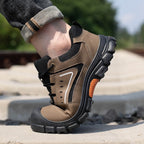 HOT SALE! Men’s Leather Steel Toe Work Shoes – Arch Support, Puncture-Resistant, Wide Toe, Slip-Resistant & Durable Safety Boots for Heavy-Duty Jobs