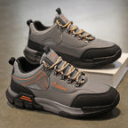 (⏰LAST DAY-70% OFF🛒)Men's Waterproof Hiking Work Shoes Lightweight Non-Slip Outdoor Trekking Sneakers with Arch Support, Breathable Suede & Mesh Trail Walking Shoes