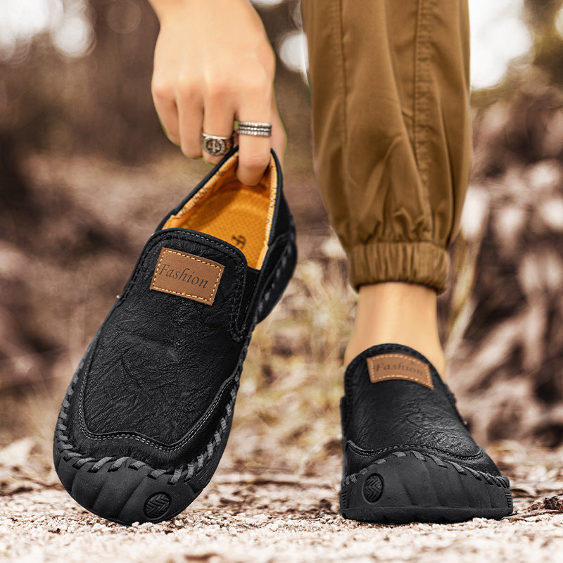 (⏰LAST DAY-70% OFF🛒)Men’s Genuine Leather Outdoor Loafers – Arch Support Slip-On Hiking Walking Shoes, Breathable & Anti-Slip Driving Casual Shoes for Work & Everyday Use