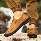 (⏰LAST DAY-70% OFF🛒)Men’s Genuine Leather Outdoor Loafers – Arch Support Slip-On Hiking Walking Shoes, Breathable & Anti-Slip Driving Casual Shoes for Work & Everyday Use