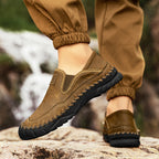 (⏰LAST DAY-70% OFF🛒)Men’s Genuine Leather Outdoor Loafers – Arch Support Slip-On Hiking Walking Shoes, Breathable & Anti-Slip Driving Casual Shoes for Work & Everyday Use