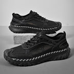 (⏰LAST DAY-70% OFF🛒)Men’s Genuine Leather Loafers – Breathable Mesh Slip-On Casual Shoes with Arch Support, Wide Toe Design, Hand-Sewn Stitching & Anti-Slip Sole for Work & Driving