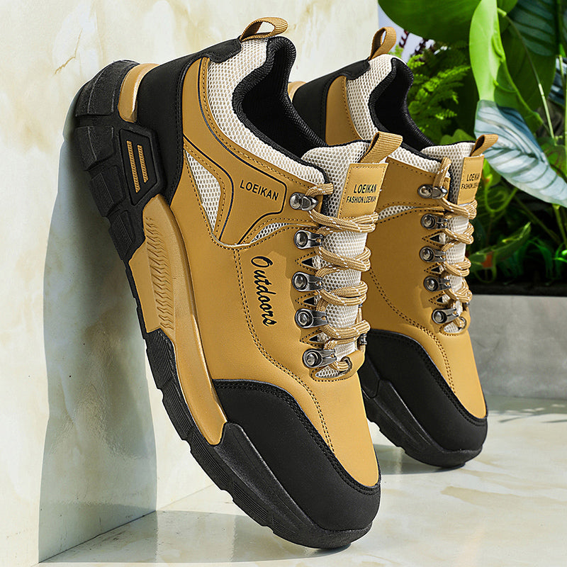 (⏰LAST DAY-70% OFF🛒)Men's Waterproof Hiking Work Shoes Lightweight Non-Slip Outdoor Trekking Sneakers with Arch Support, Breathable Suede & Mesh Trail Walking Shoes