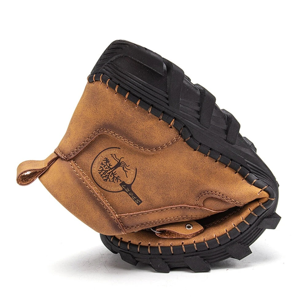 Men's Vintage Casual Soft And Breathable Side Zipper Leather Tooling Ankle Chukka Boots