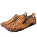 ⏰Last Day Deals 60% OFF🛒Men's Premium Leather Loafers – Arch Support Breathable Slip-On Shoes, Foot Pain Relief, Soft Anti-Puncture Sole, Durable Perforated Walking Dress Shoes